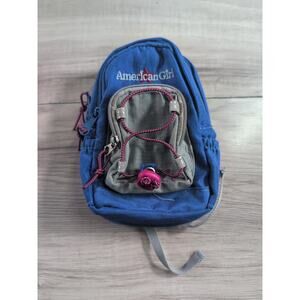 American Girl Doll Hiking Backpack Blue & Grey Zippered Pockets Retired